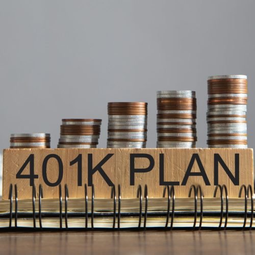 401k plan with a coins. Business and finance