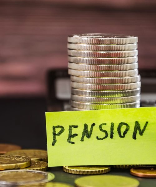 stack-coins-word-pension-sticker-savings-concept